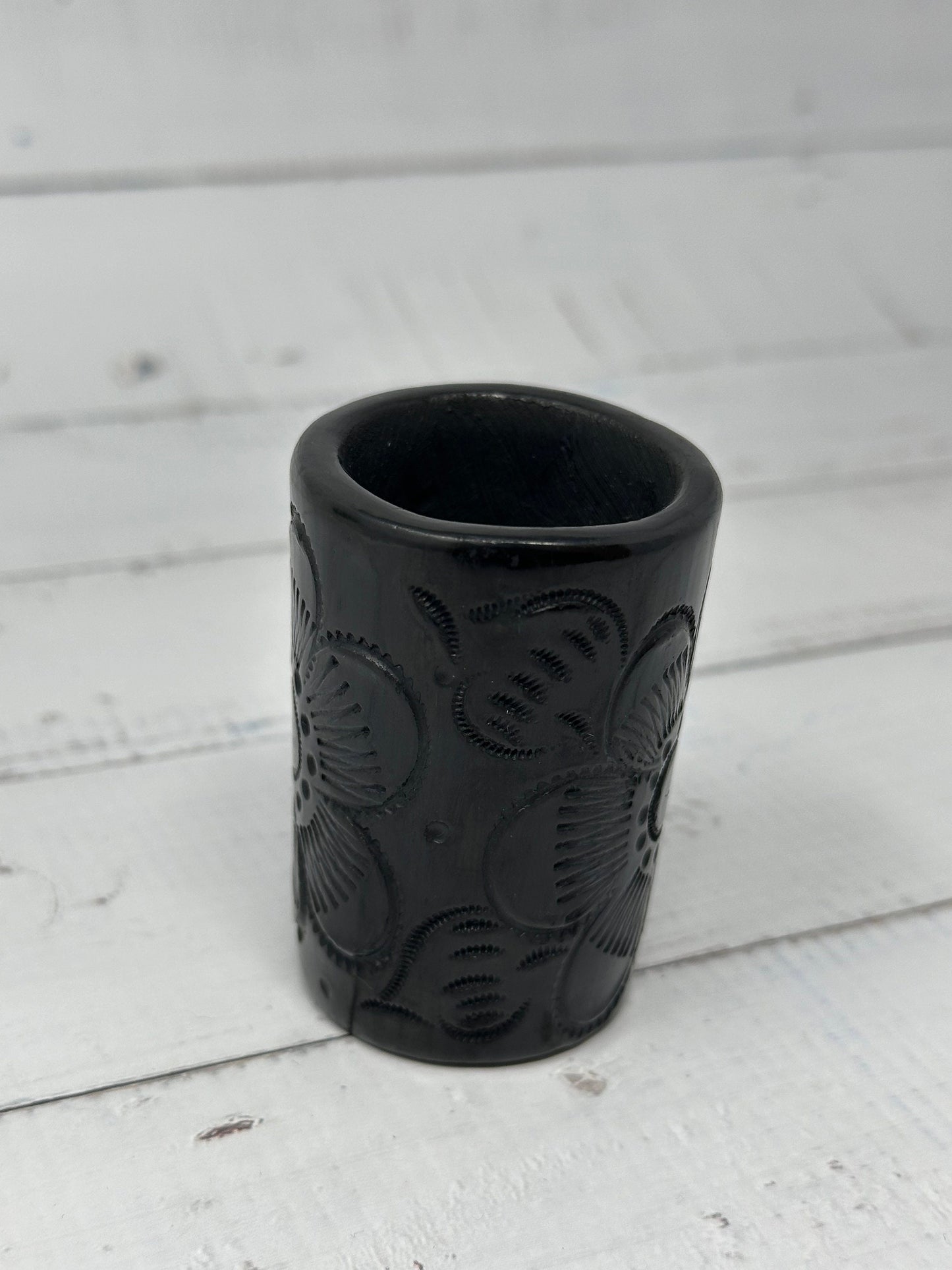 Shot glass/Mescalero con diseño (barro negro/black clay)