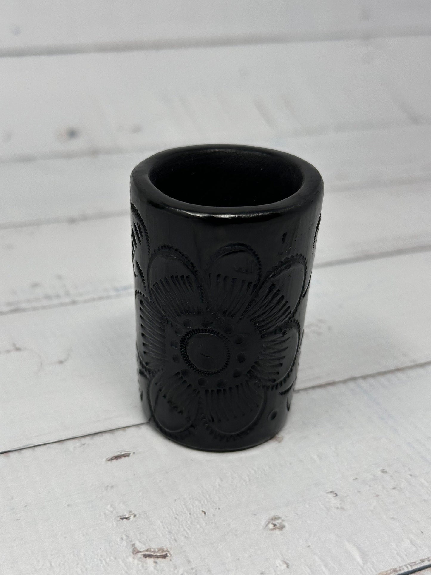 Shot glass/Mescalero con diseño (barro negro/black clay)